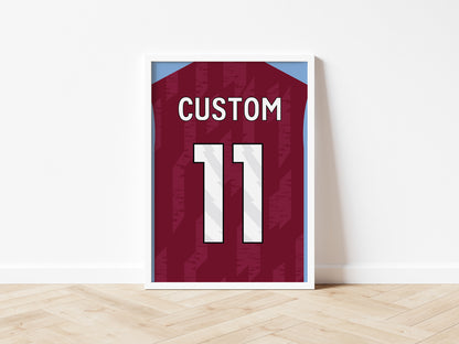 Aston Clarets Custom Shirt A5 Print