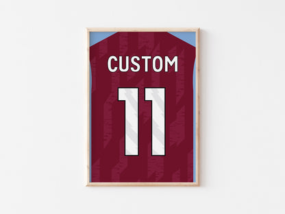 Aston Clarets Custom Shirt A4 Print