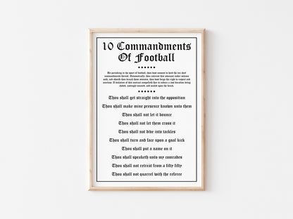 10 Commandments Of Football A5 Print