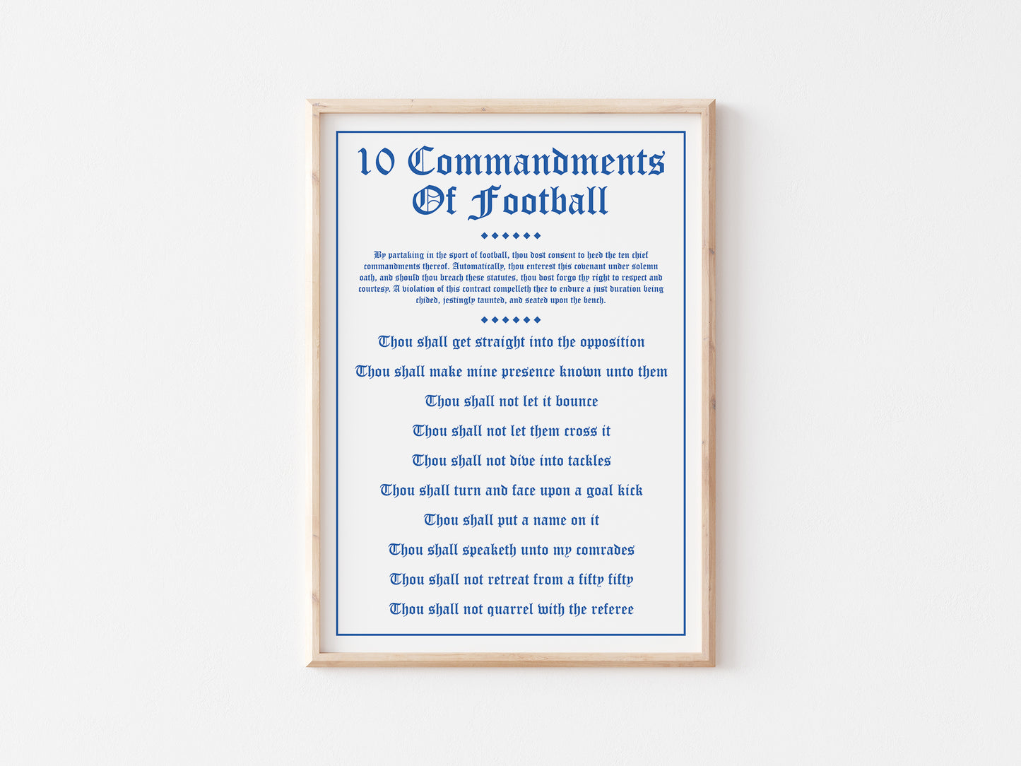 10 Commandments Of Football A5 Print