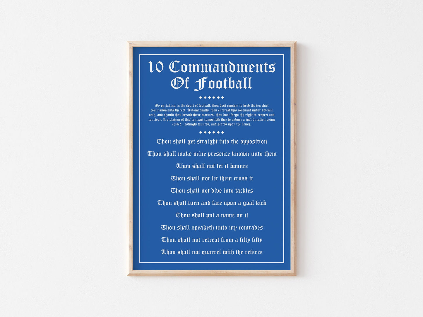 10 Commandments Of Football A4 Print