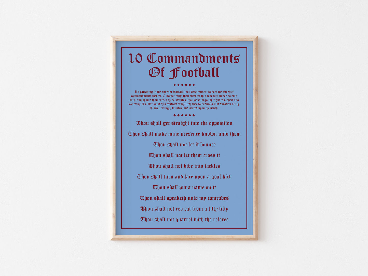 10 Commandments Of Football A5 Print