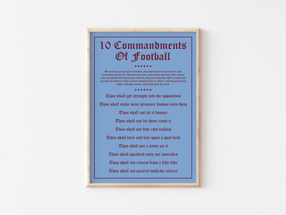 10 Commandments Of Football A5 Print