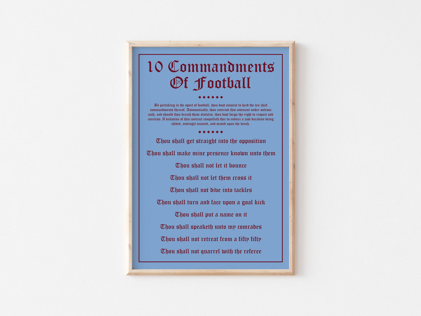 10 Commandments Of Football A4 Print