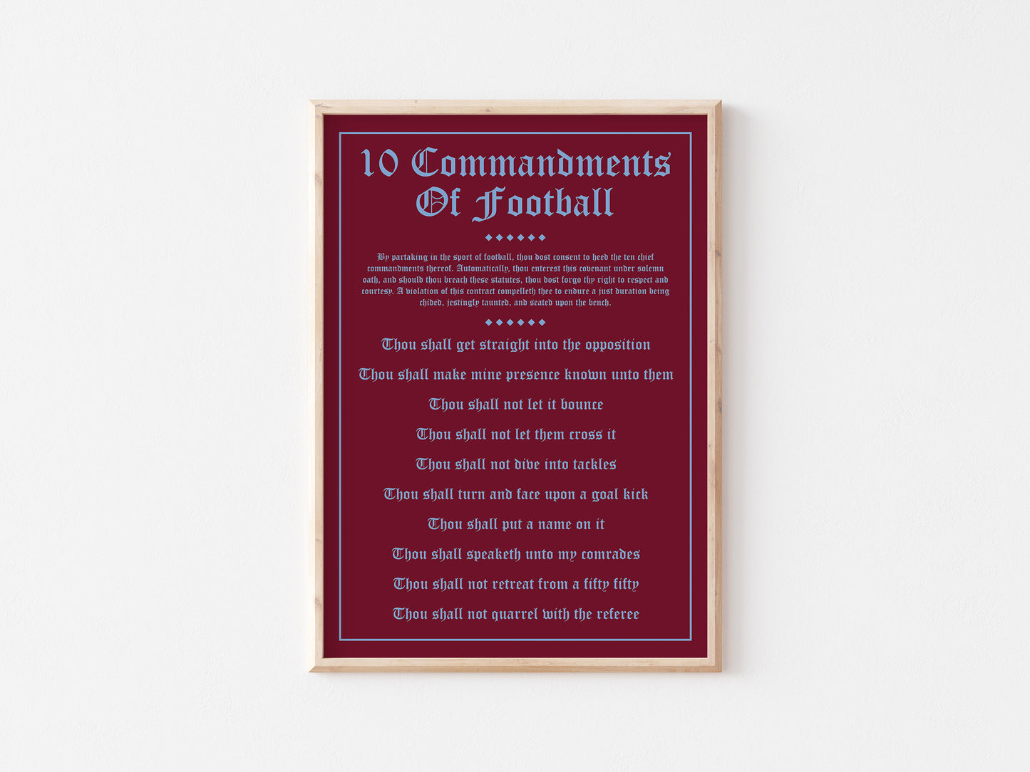 10 Commandments Of Football A5 Print