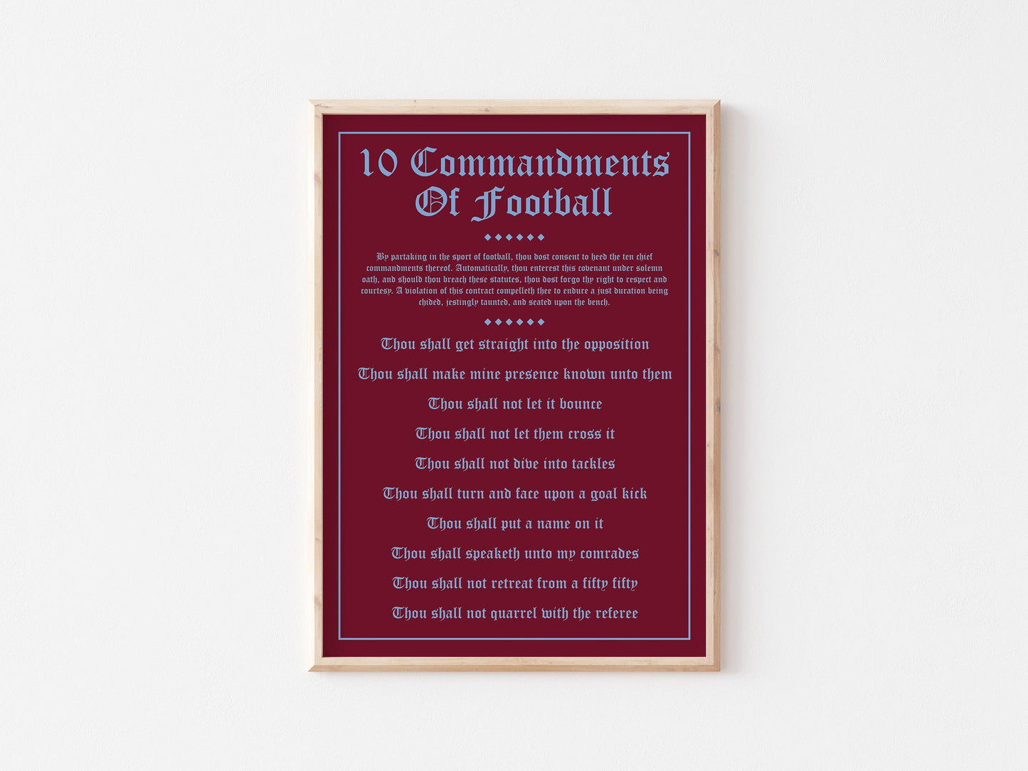 10 Commandments Of Football A4 Print