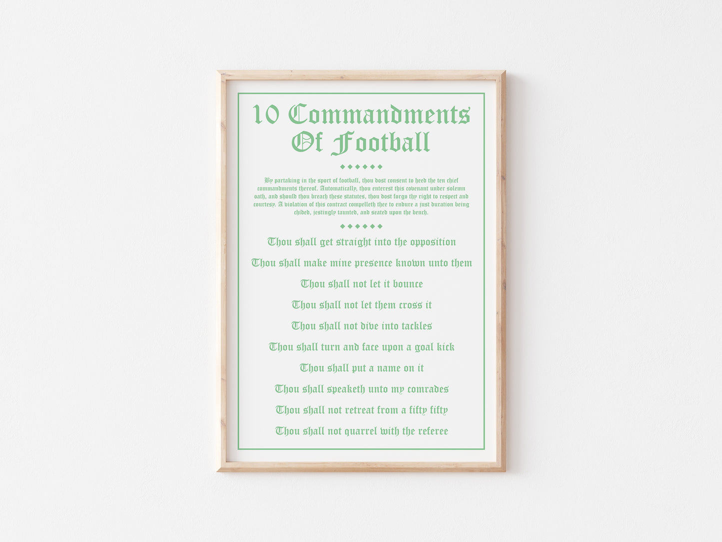 10 Commandments Of Football A5 Print