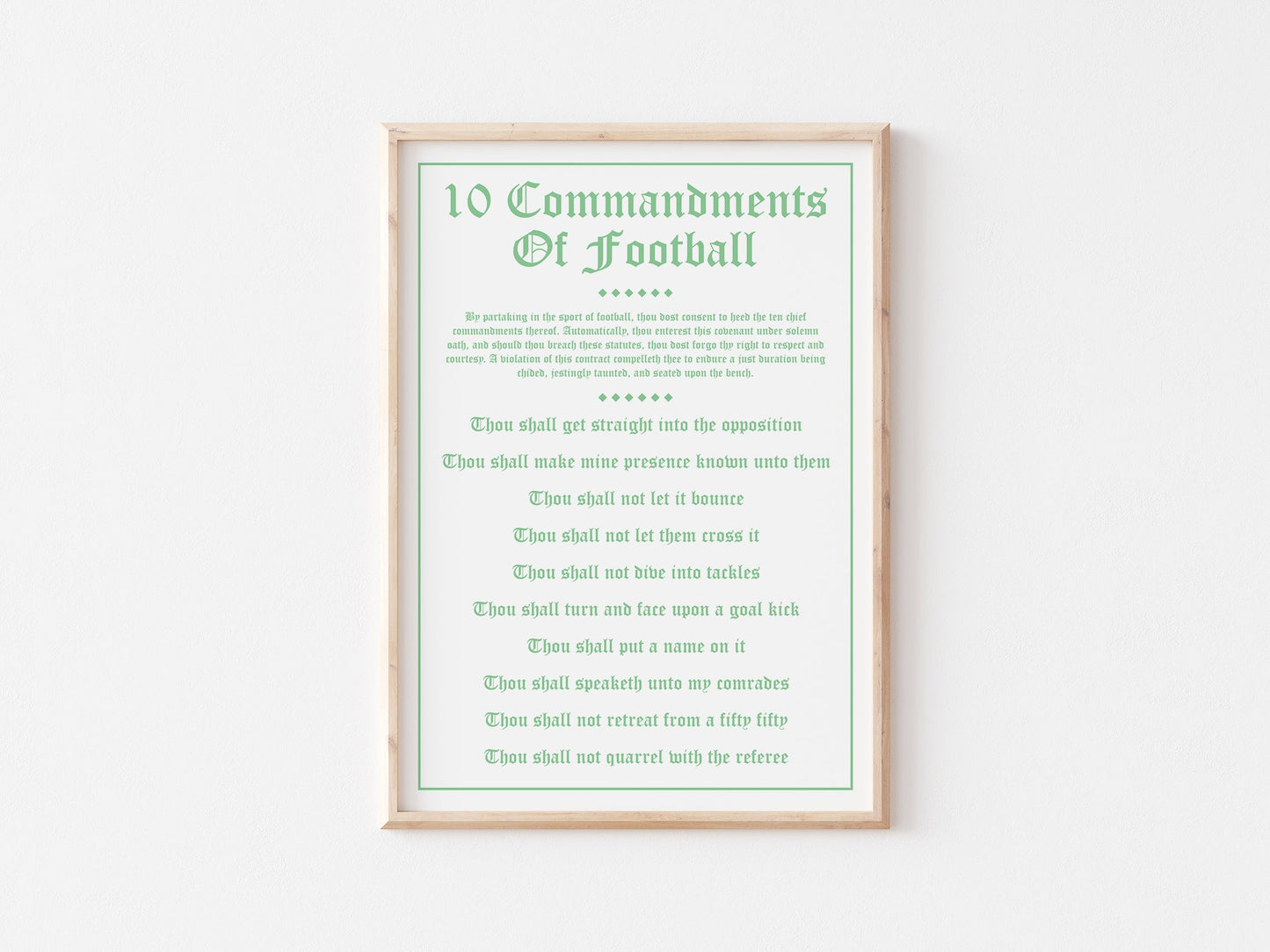 10 Commandments Of Football A4 Print