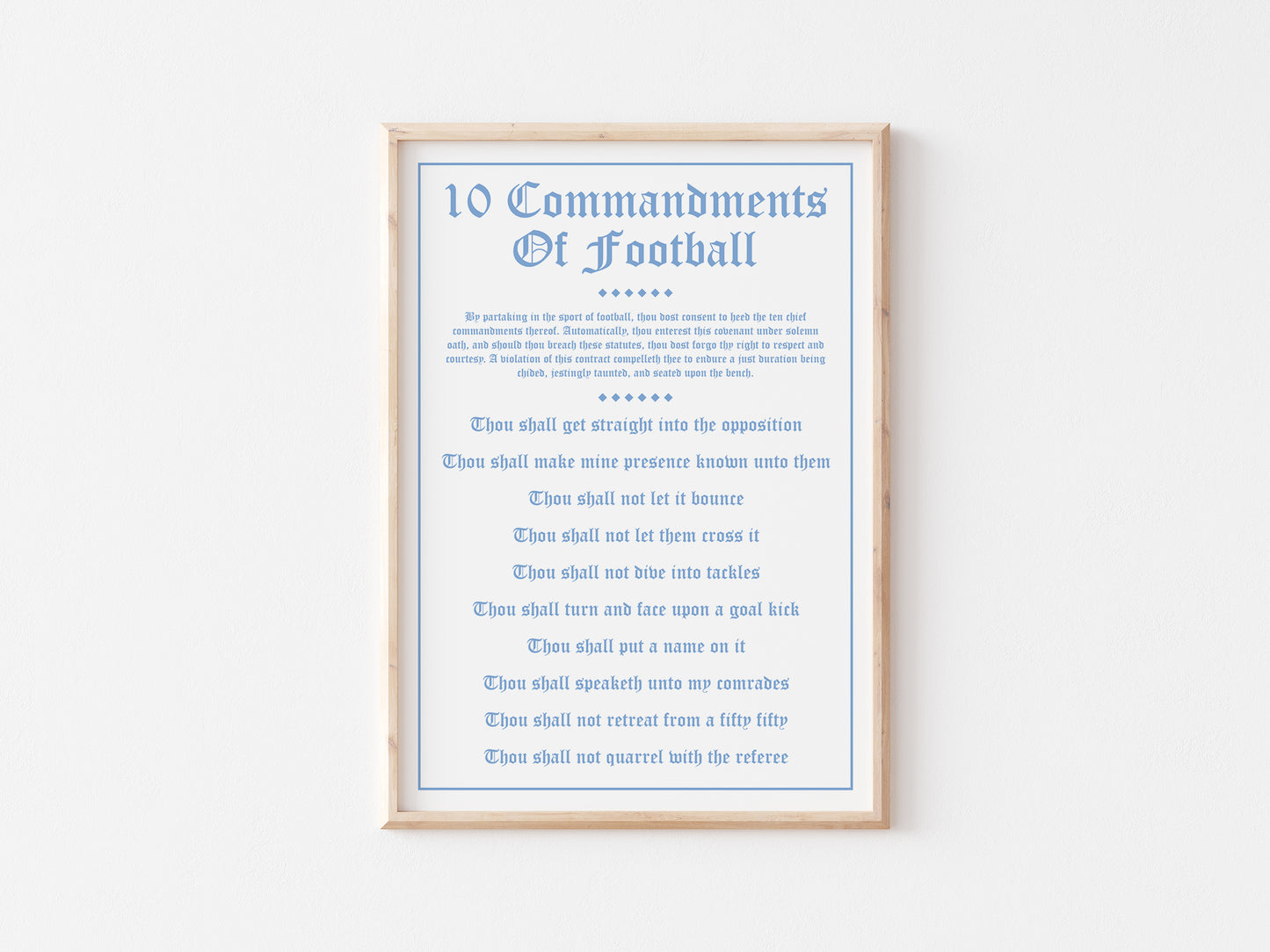 10 Commandments Of Football A5 Print