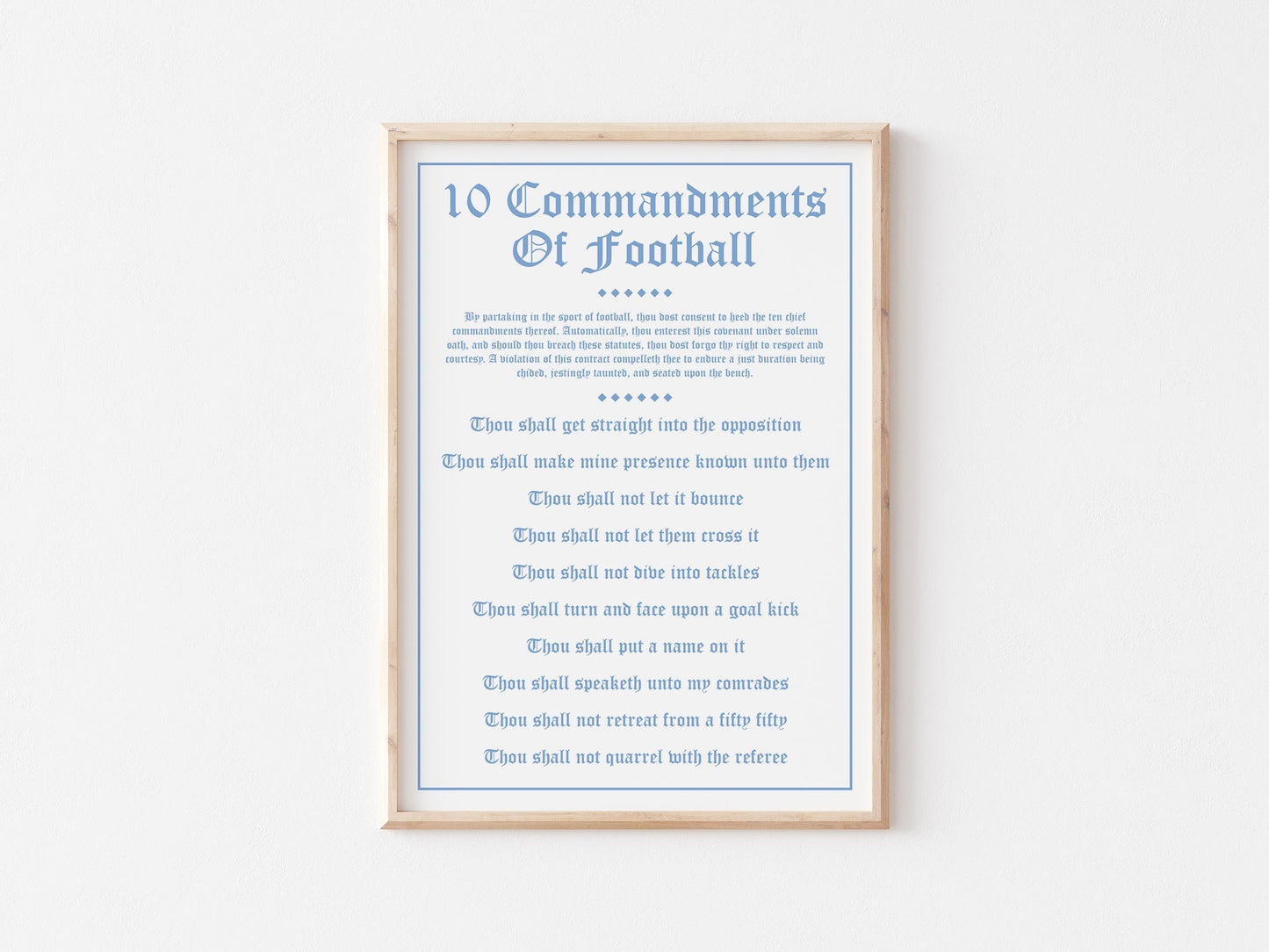 10 Commandments Of Football A4 Print