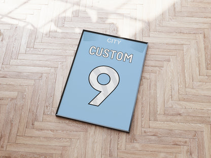 Manchester Blue Custom Shirt A5 Print