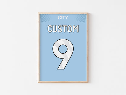 Manchester Blue Custom Shirt A5 Print