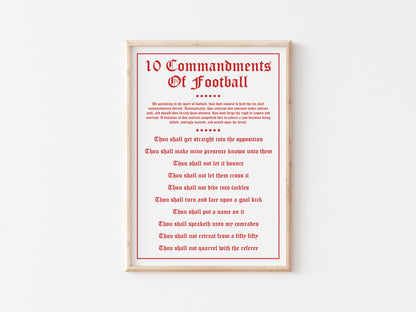 10 Commandments Of Football A5 Print