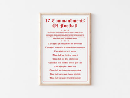 10 Commandments Of Football A4 Print