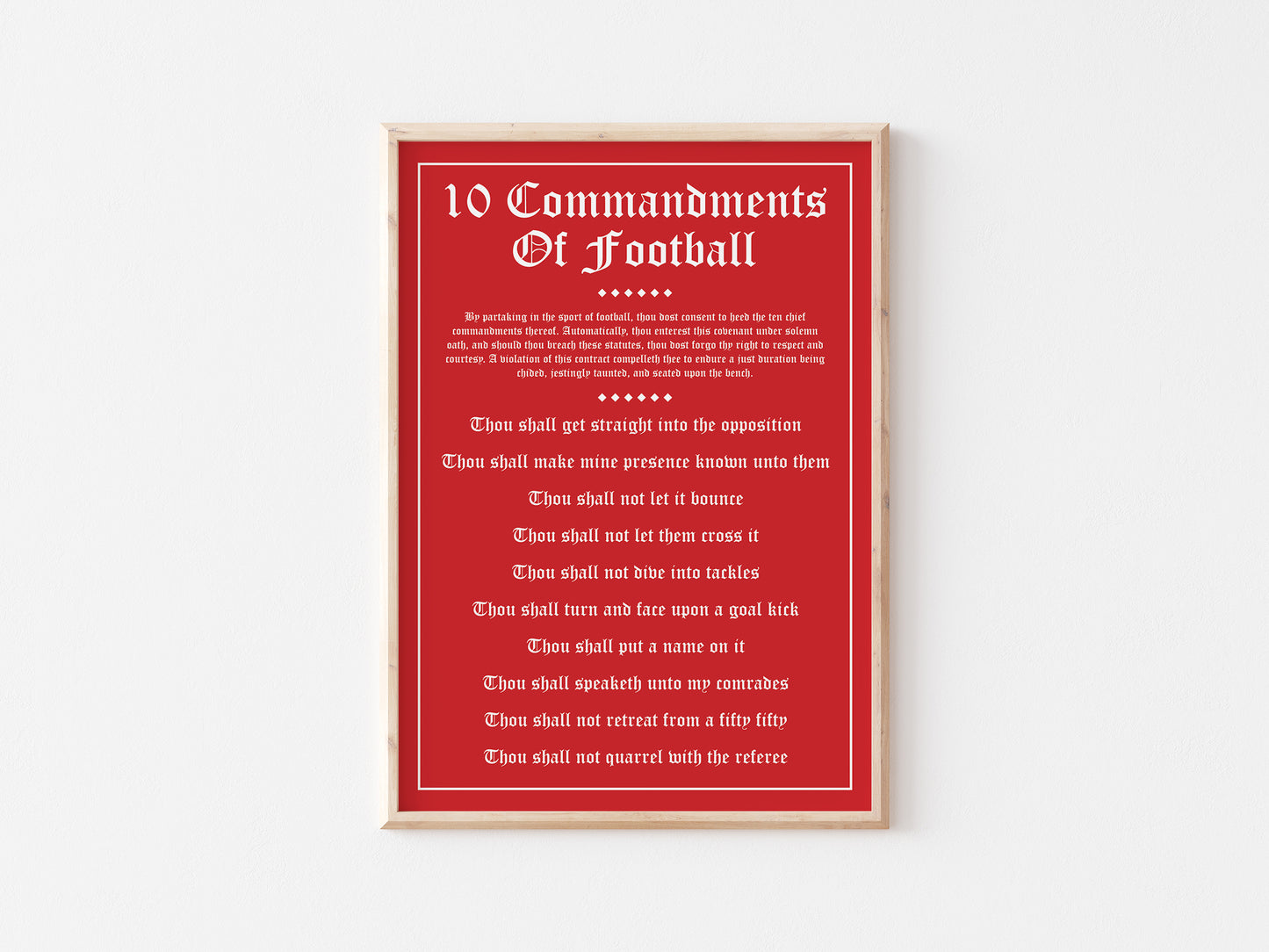 10 Commandments Of Football A5 Print