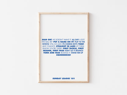 Sunday League 101 A5 Print