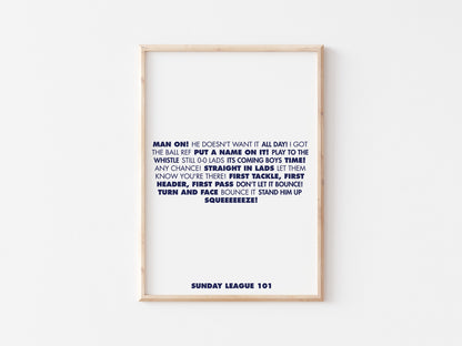 Sunday League 101 A5 Print