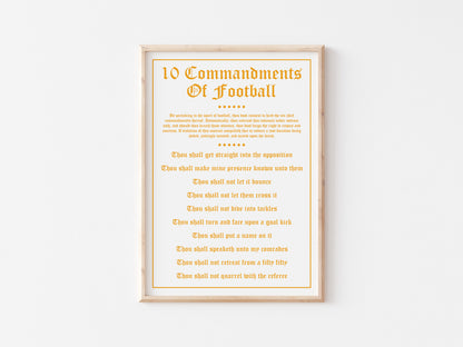 10 Commandments Of Football A5 Print